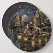 Badge Rond 15,2 Cm Keeshond Noël Festive Voyage (Devant & derrière)