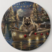 Badge Rond 15,2 Cm Keeshond Noël Festive Voyage (Devant)