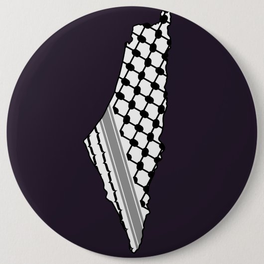 Badge Rond 15,2 Cm Keffiyeh, carte de Palestine Kufiya (Devant)
