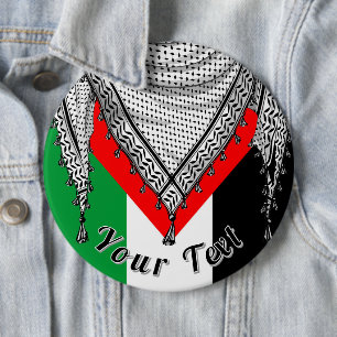 Badge Rond 15,2 Cm Keffiyeh Écharpe palestinienne tissu traditionnel