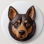 Badge Rond 15,2 Cm Kelpie Chien australien 3D inspiré (Devant)