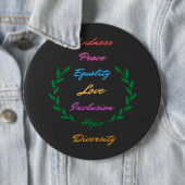 Badge Rond 15,2 Cm Kindness Peace Equality Love Inclusion Hope Divers (En situation)
