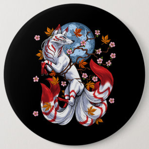 Badge Rond 15,2 Cm Kitsune Japanese Fox