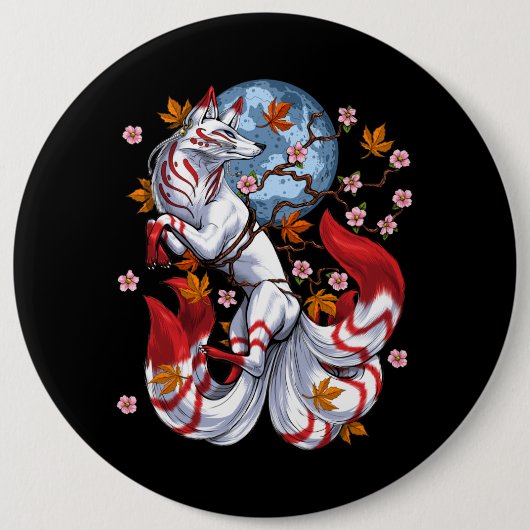 Badge Rond 15,2 Cm Kitsune renard japonais (Devant)