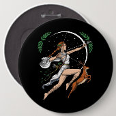 Badge Rond 15,2 Cm La déesse grecque Artemis (Devant & derrière)