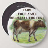 Badge Rond 15,2 Cm La ferme à la vache (Devant & derrière)