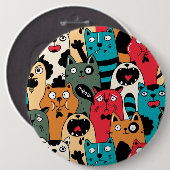 Badge Rond 15,2 Cm La foule de chats (Devant & derrière)