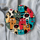 Badge Rond 15,2 Cm La foule de chats (En situation)