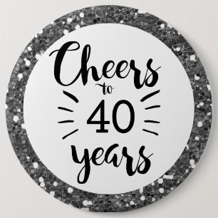 Badge Rond 15,2 Cm La Parties scintillant d'argent brille jusqu'à 40