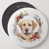 Badge Rond 15,2 Cm Labrador Christmas Wreath Festive Pup (Devant & derrière)
