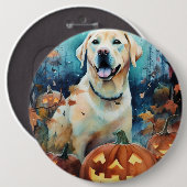 Badge Rond 15,2 Cm Labrador Halloween avec la peur Citrouille (Devant & derrière)