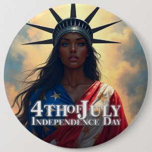 Badge Rond 15,2 Cm Lady Liberty Réinventée – Un Nouveau Visage de la
