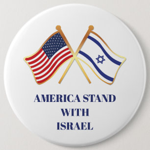 Badge Rond 15,2 Cm L'Amérique tient le drapeau israélien de la libert