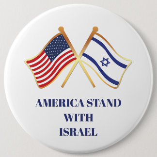 Badge Rond 15,2 Cm L'Amérique tient le drapeau israélien de la libert