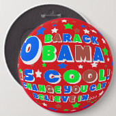 BADGE ROND 15,2 CM L'AMUSEMENT DE BARACK OBAMA BADINE LE PIN (Devant & derrière)