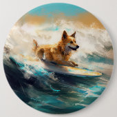 Badge Rond 15,2 Cm Lapphund Plage Finlandaise Plage Surf Peinture (Devant)