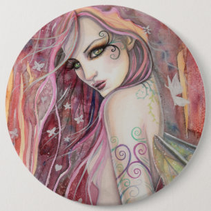 Badge Rond 15,2 Cm L'art de fantaisie féerique moderne de la timide f