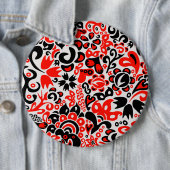 Badge Rond 15,2 Cm L'art populaire ukrainien motif floral abstact (En situation)
