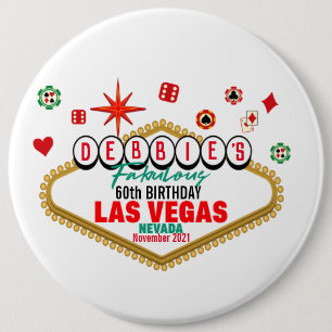 Badge Rond 15,2 Cm Las Vegas Anniversaire Fête Personnalisable Corre
