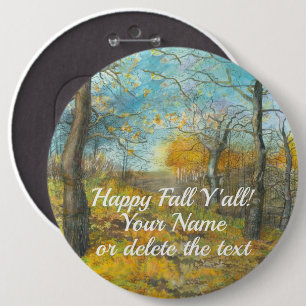 Badge Rond 15,2 Cm L'automne doré dans une aquarelle en chênaie