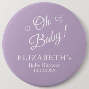 Badge Rond 15,2 Cm Lavande moderne minimaliste Baby shower "Oh Baby"