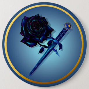 Badge Rond 15,2 Cm Le bouton noir de rose et de poignard