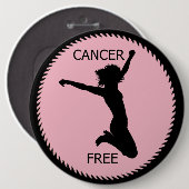 BADGE ROND 15,2 CM LE CANCER LIBÈRENT (Devant & derrière)