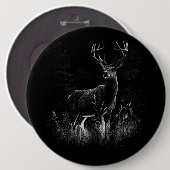 Badge Rond 15,2 Cm Le cerf majestueux en pleine nature - Art noir et (Devant & derrière)