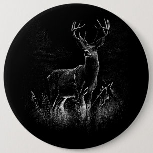 Badge Rond 15,2 Cm Le cerf majestueux en pleine nature - Art noir et 
