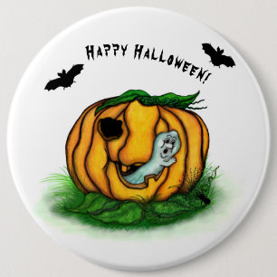 Badge Rond 15,2 Cm Le fantôme d'Halloween, chauve-souris, fantôme et