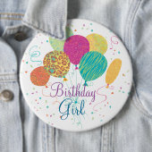 Badge Rond 15,2 Cm Le motif animal de fille d'anniversaire monte en (En situation)