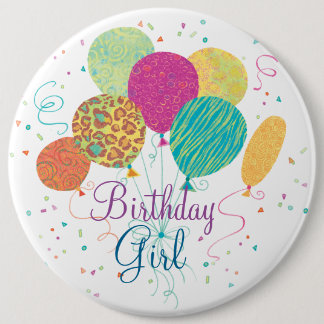 Badge Rond 15,2 Cm Le motif animal de fille d'anniversaire monte en