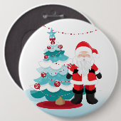 Badge Rond 15,2 Cm Le Père Noël Grand (Devant & derrière)