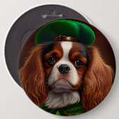 Badge Rond 15,2 Cm Le roi Cavalier Charles Spaniel à la Saint Patrick (Devant & derrière)