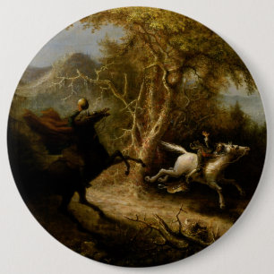 Badge Rond 15,2 Cm Légende du cavalier sans tête fantôme d'Halloween