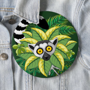 Badge Rond 15,2 Cm Lémurs de Madagascar dans la jungle exotique