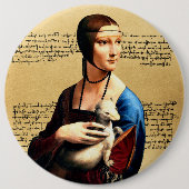 Badge Rond 15,2 Cm Léonard de Vinci Lady avec Ermine (Devant)