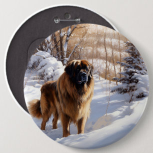 Badge Rond 15,2 Cm Leonberger Laissez-le neiger Noël