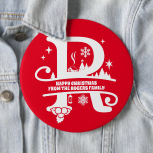Badge Rond 15,2 Cm Lettre R Monogramme Nom de famille initial Salutat