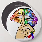 Badge Rond 15,2 Cm Lèvres arc-en-ciel LGBT (Devant & derrière)