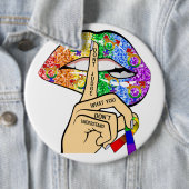 Badge Rond 15,2 Cm Lèvres arc-en-ciel LGBT (En situation)