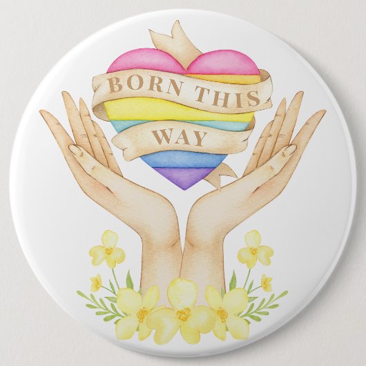 Badge Rond 15,2 Cm LGBT est né ainsi (Devant)