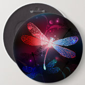 Badge Rond 15,2 Cm libellule rouge brillante (Devant & derrière)