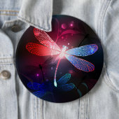Badge Rond 15,2 Cm libellule rouge brillante (En situation)