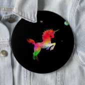 Badge Rond 15,2 Cm Licorne Multi-hued d'espace lointain (En situation)