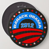 Badge Rond 15,2 Cm Logo Barack Obama 2012 Arrière - plan noir (Devant & derrière)