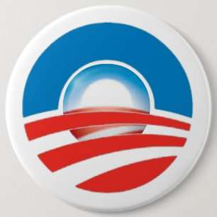 Badge Rond 15,2 Cm Logo du lever de soleil 3D d'Obama dans le logo
