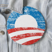 Badge Rond 15,2 Cm Logo fané d'Obama (En situation)