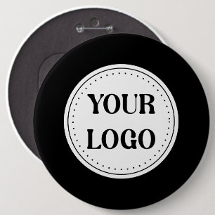 Badge Rond 15,2 Cm Logo Marque Noire Entreprise Commerciale Société
