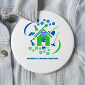 Badge Rond 15,2 Cm Logo professionnel de nettoyage bleu vert entrepri (En situation)